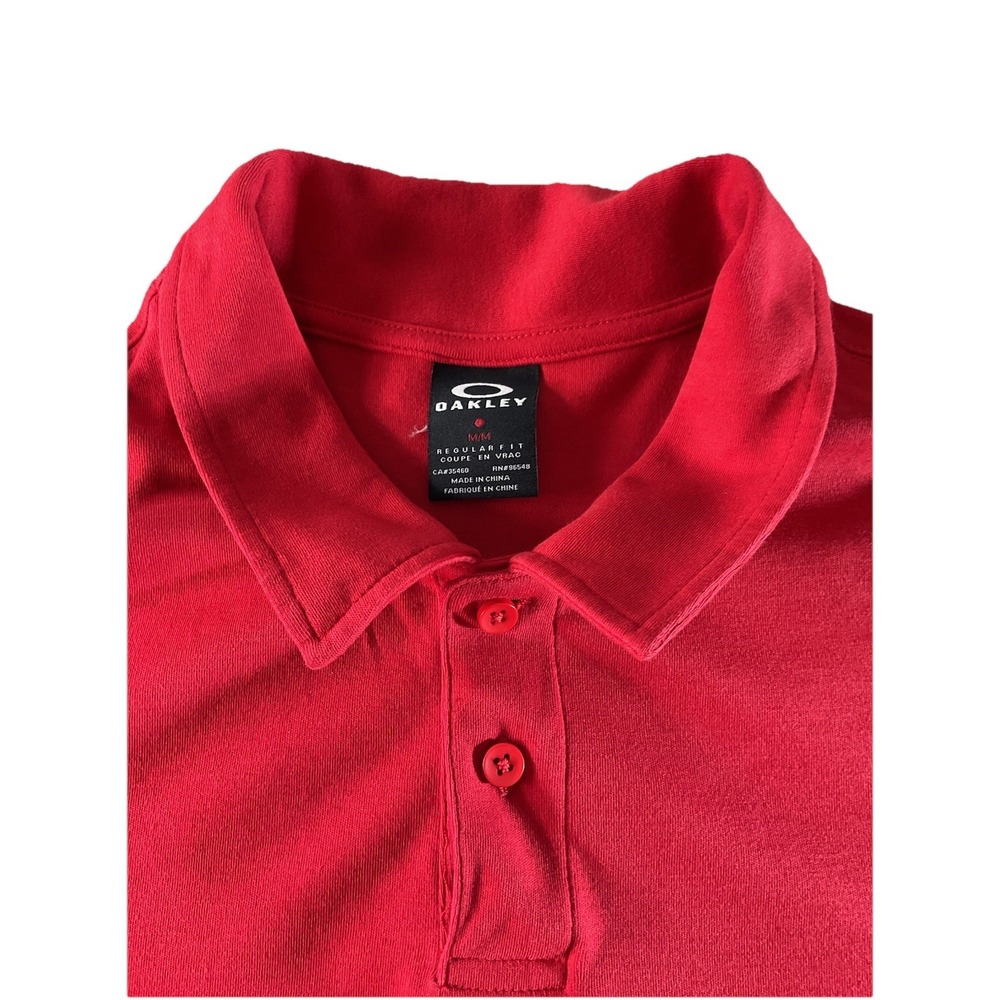 Oakley Polo‎ Shirt Mens Medium Red Excellent Short Sleeve Pocket Regular Fit